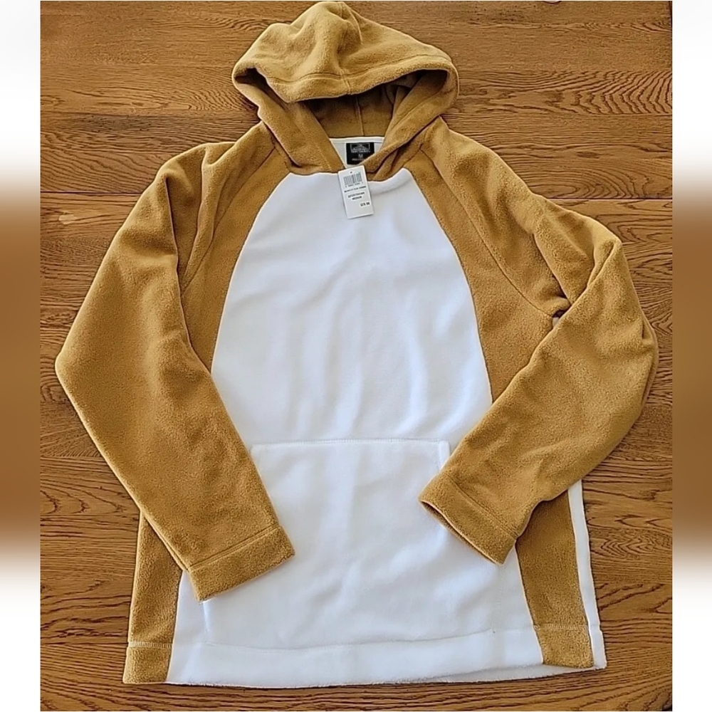 Foot Locker Soft Fleece Hoodie Sweatshirt White and Tan Size Medium-New With Tag